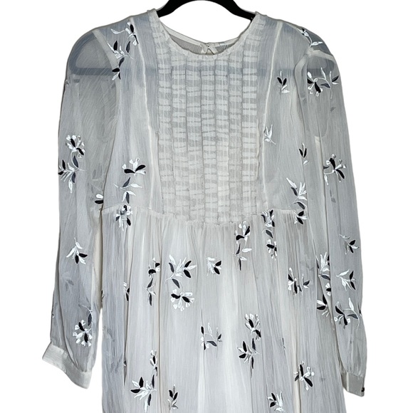 NWT Feather Bone Anthropologie Feuille Embroidered Size 4 Tunic Dress - Picture 8 of 11